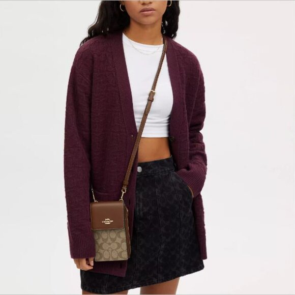 Coach Phone Crossbody In Signature Canvas - Picture 1 of 5